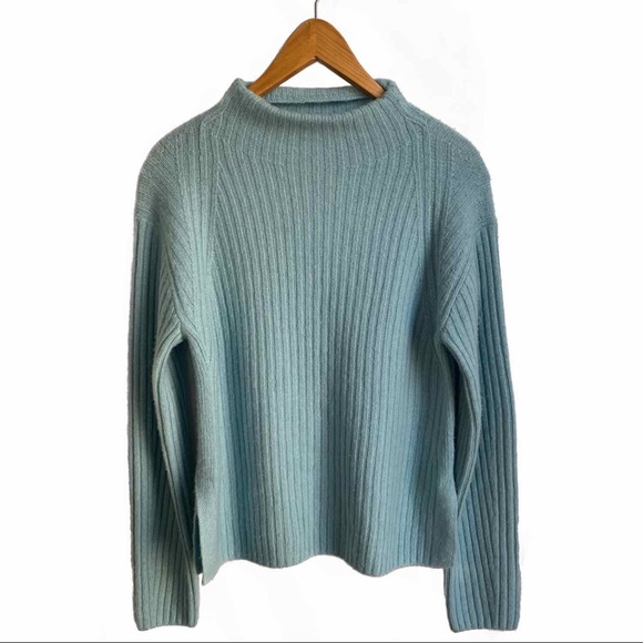 Vince blue mock neck wool/cashmere sweater - Picture 2 of 6